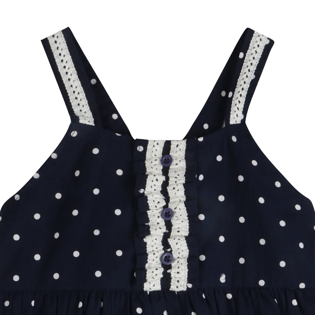 Starlit Nautical Breeze | Girls’ 100% Cotton Polka Dot Dress