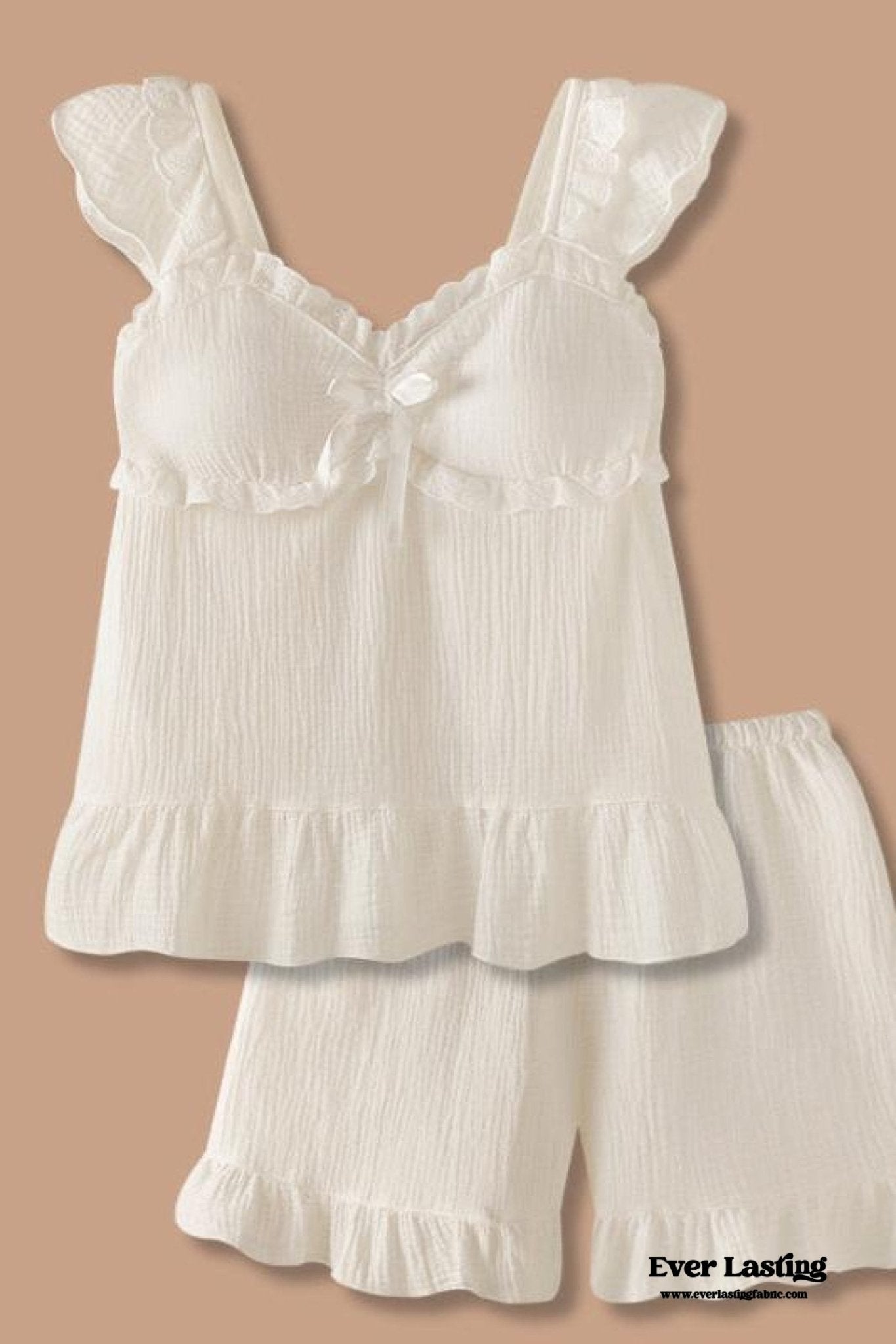 Sweet Ruffle Shorts Pajama Set / Blue
