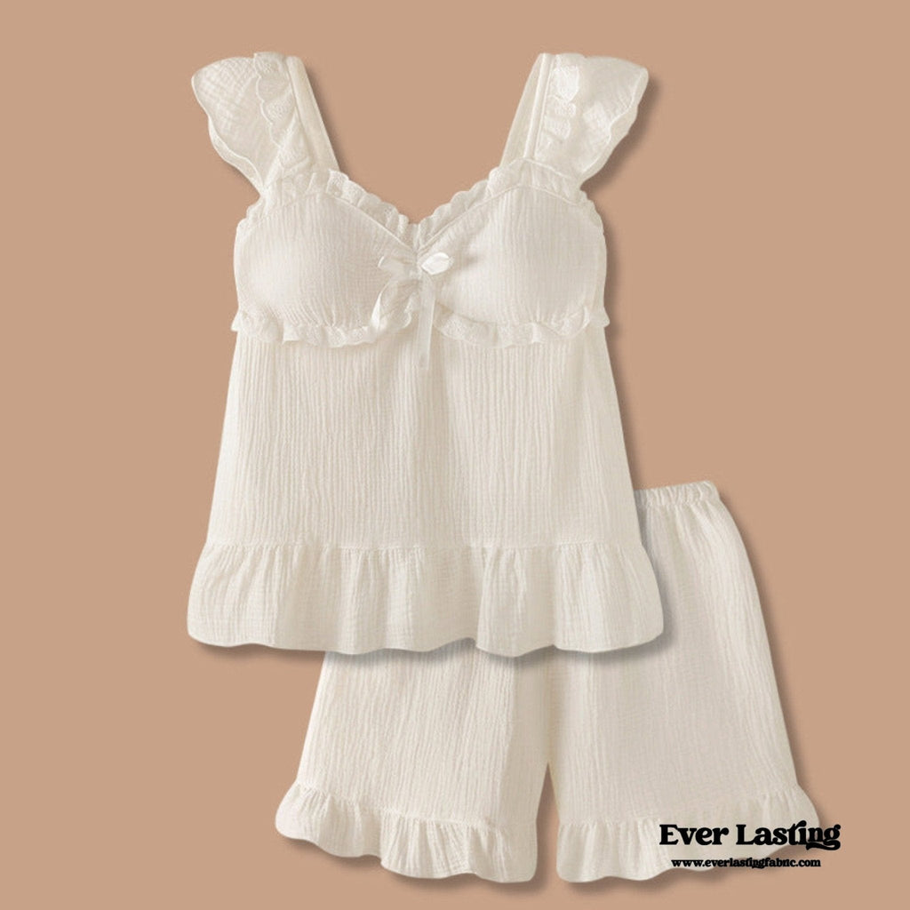 Sweet Ruffle Shorts Pajama Set / Pink