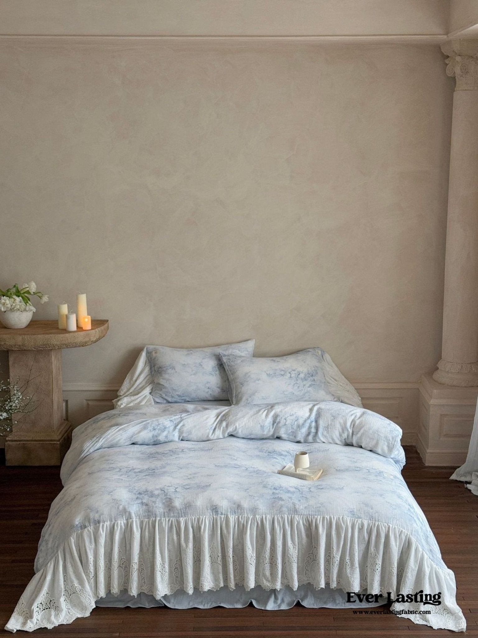 Sylvie Lace Gauze Bedding Set / Blue Sky