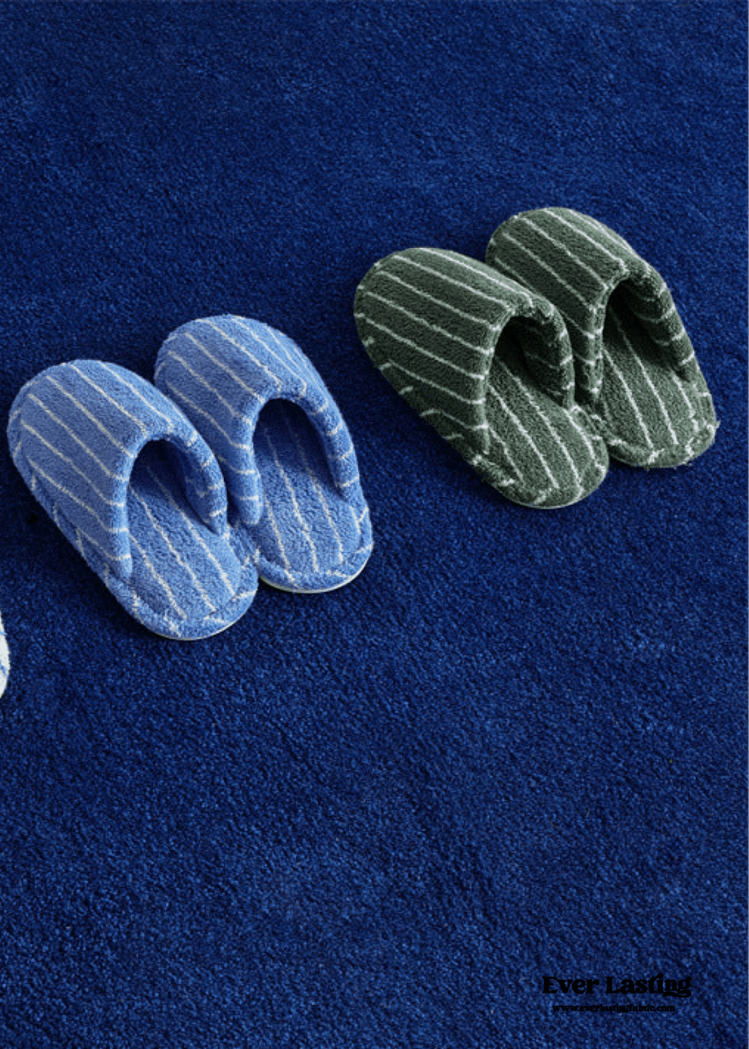 Thin Striped House Slippers / Blue