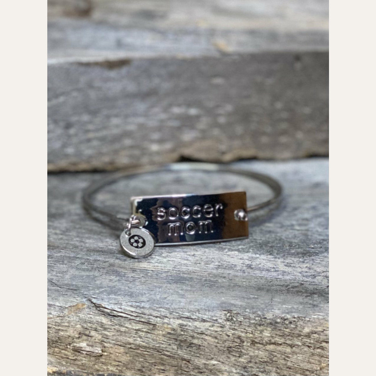 Soccer Mom Metal Bangle Bracelet