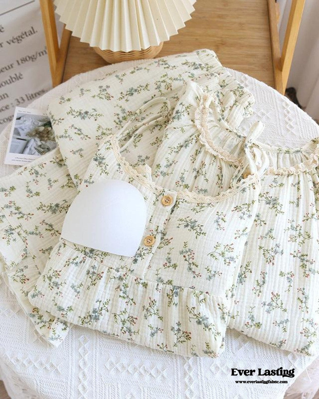 Vintage Floral Tank Cardigan and Long Pants Pajama Set / Yellow