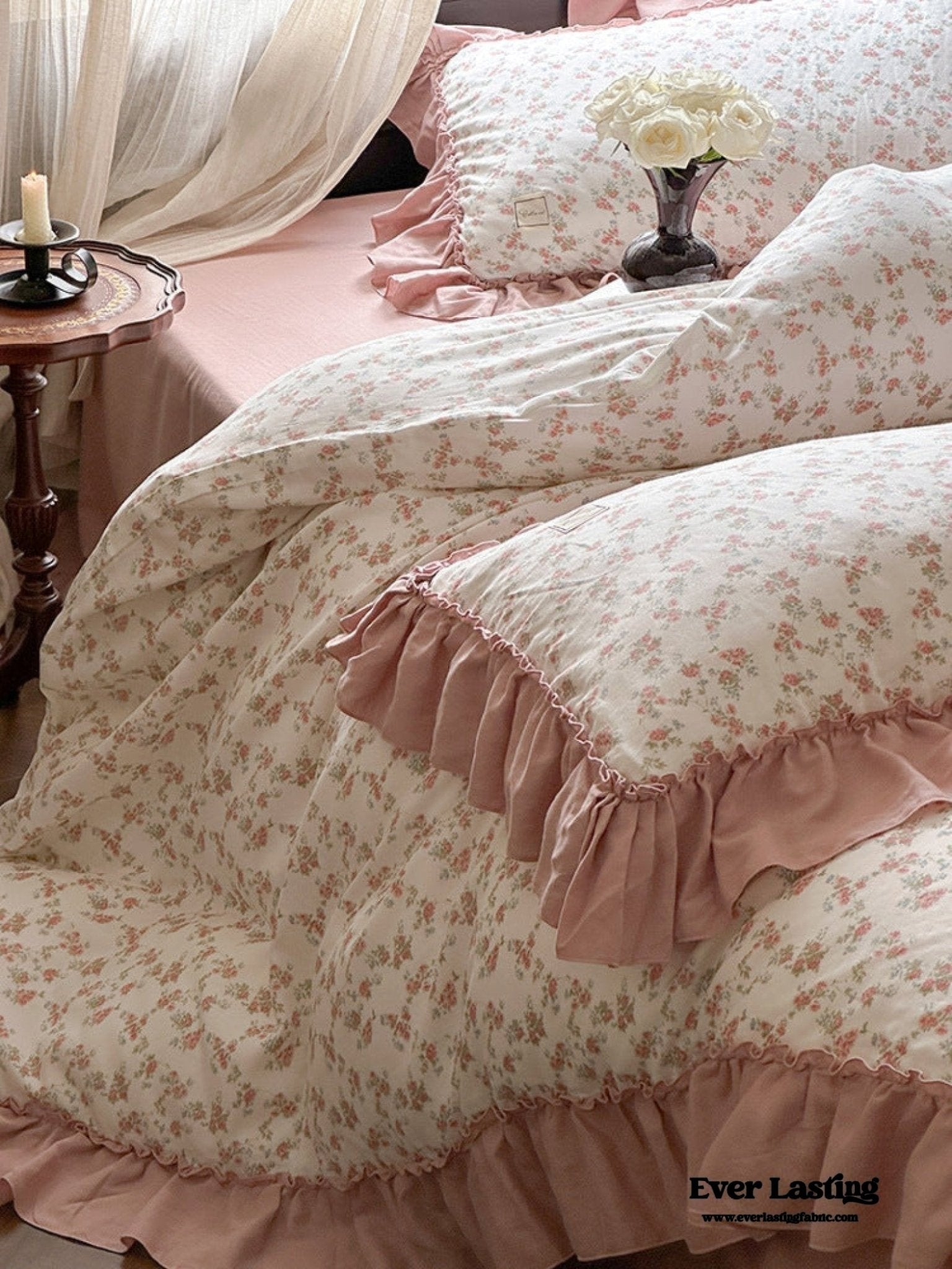 Vivienne Floral Double Gauze Bedding Set / Blue Ocean