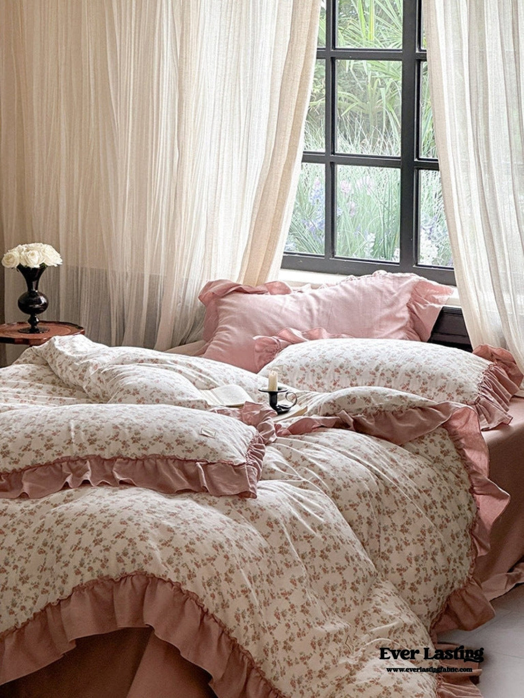 Vivienne Floral Double Gauze Bedding Set / Blue Ocean