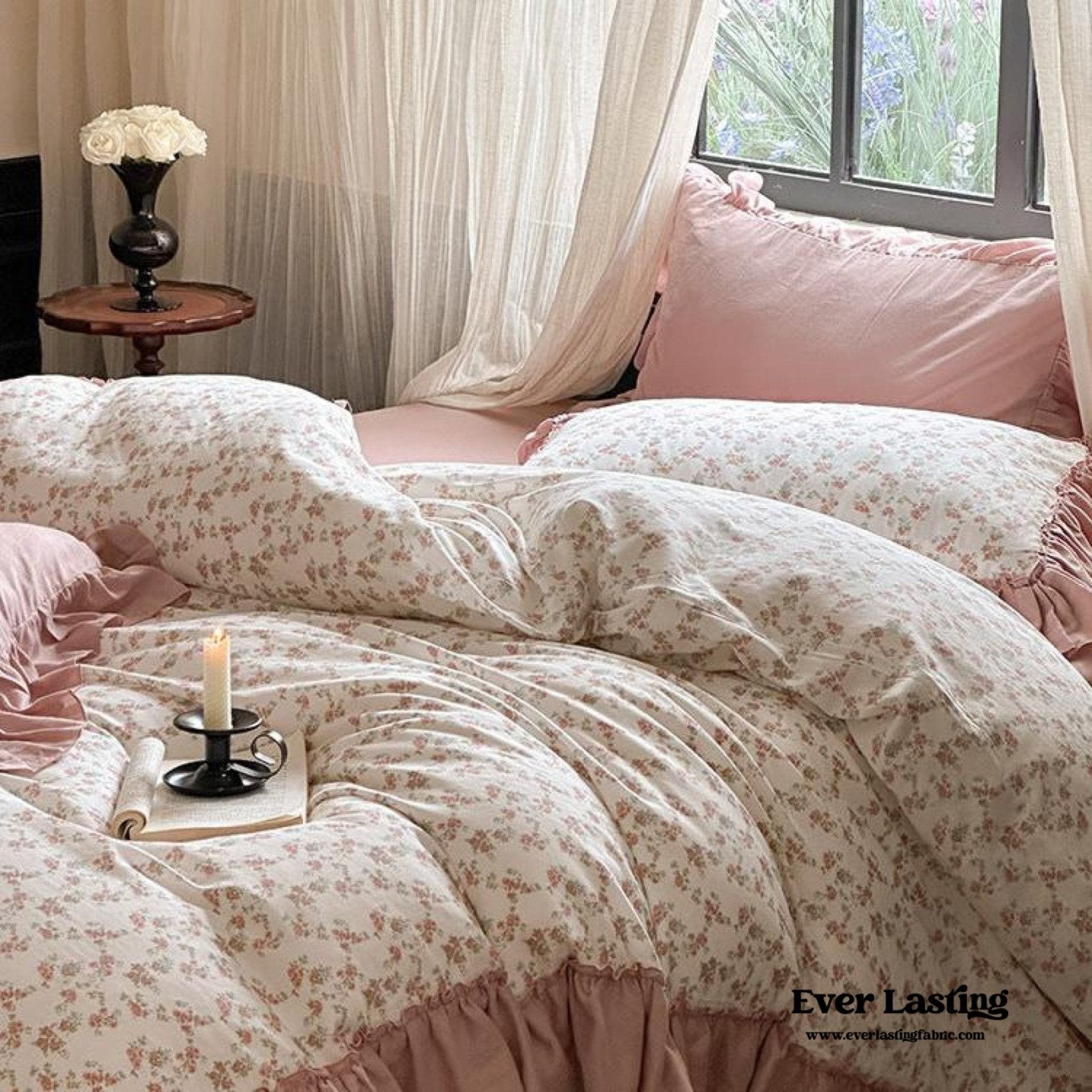 Vivienne Floral Double Gauze Bedding Set / Blue Ocean
