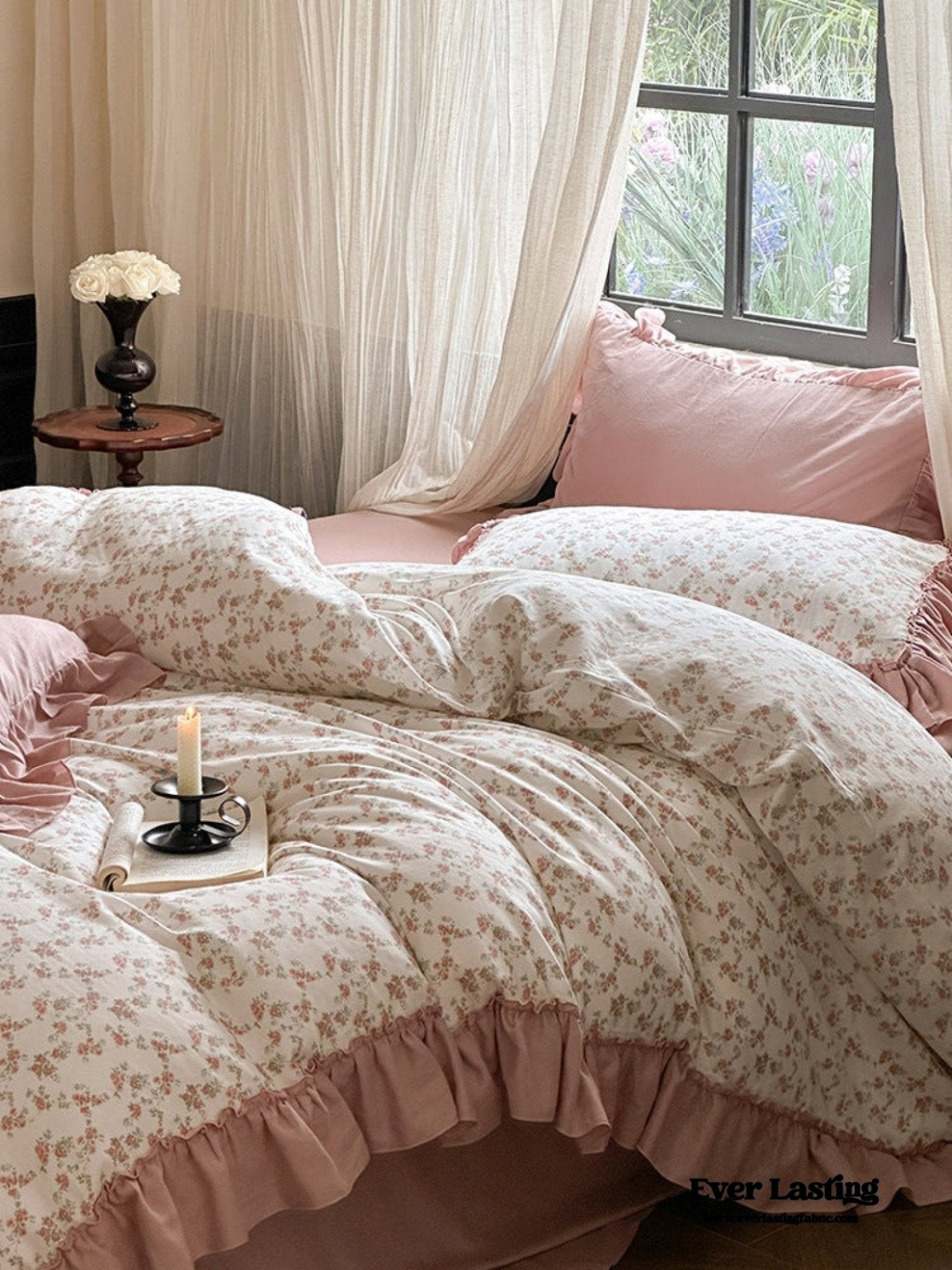 Vivienne Floral Double Gauze Bedding Set / Blue Ocean