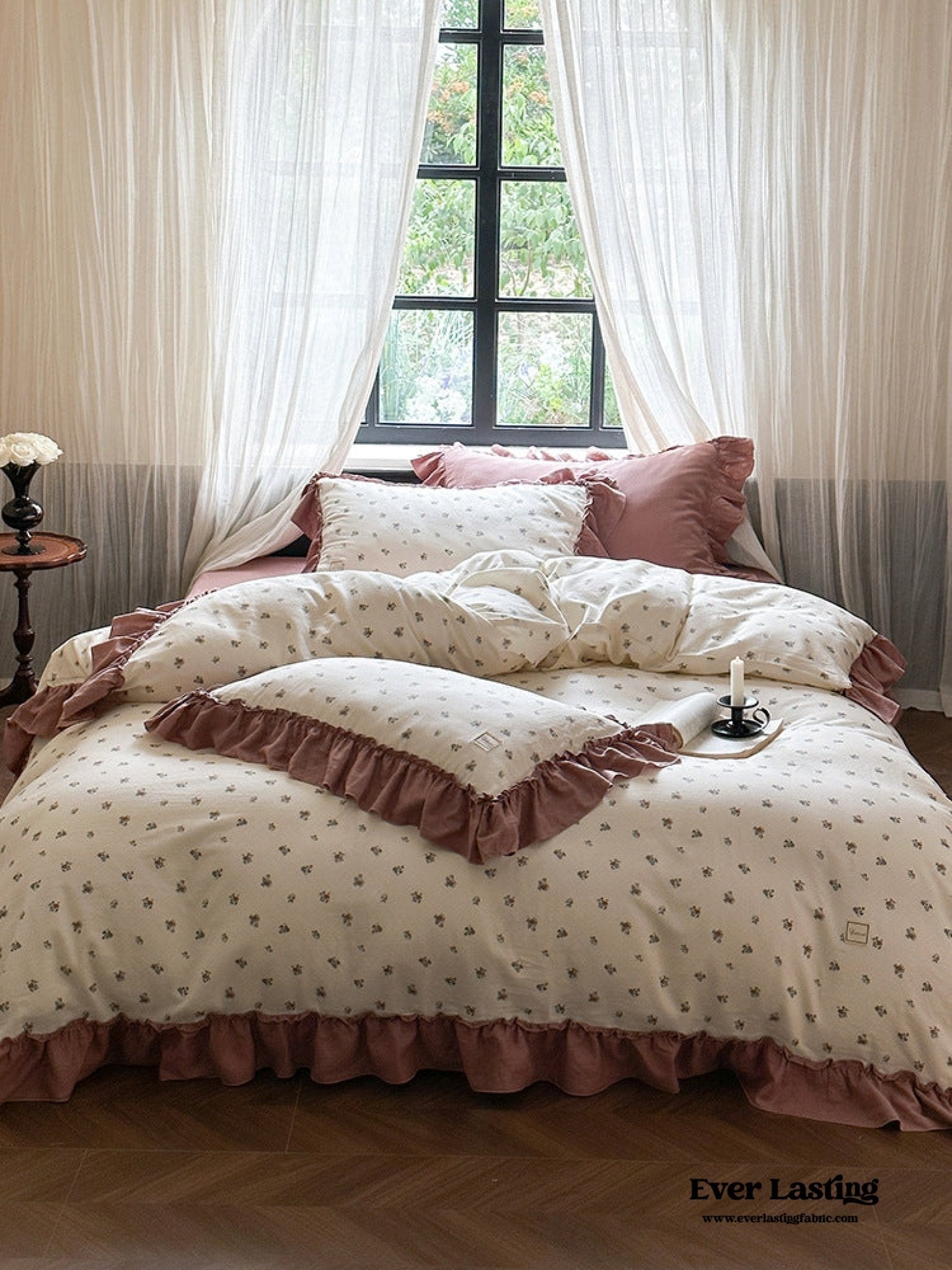 Vivienne Floral Double Gauze Bedding Set / Blue Ocean