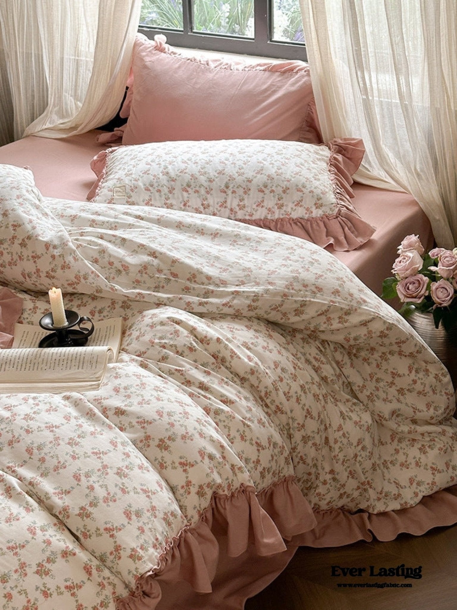 Vivienne Floral Double Gauze Bedding Set / Blue Ocean