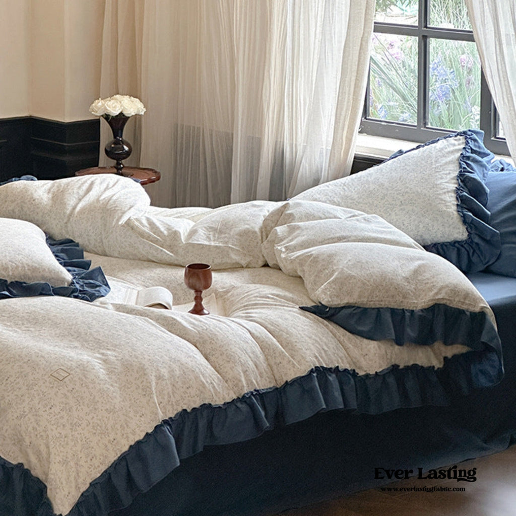 Vivienne Floral Double Gauze Bedding Set / Cobalt Blue