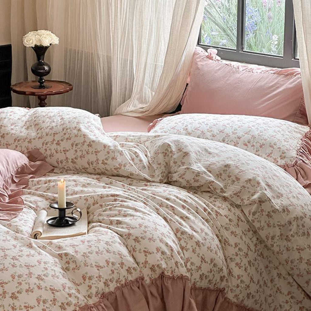 Vivienne Floral Double Gauze Bedding Set / Maroon Red