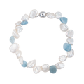 Aquamarine and keshi pearl bracelet