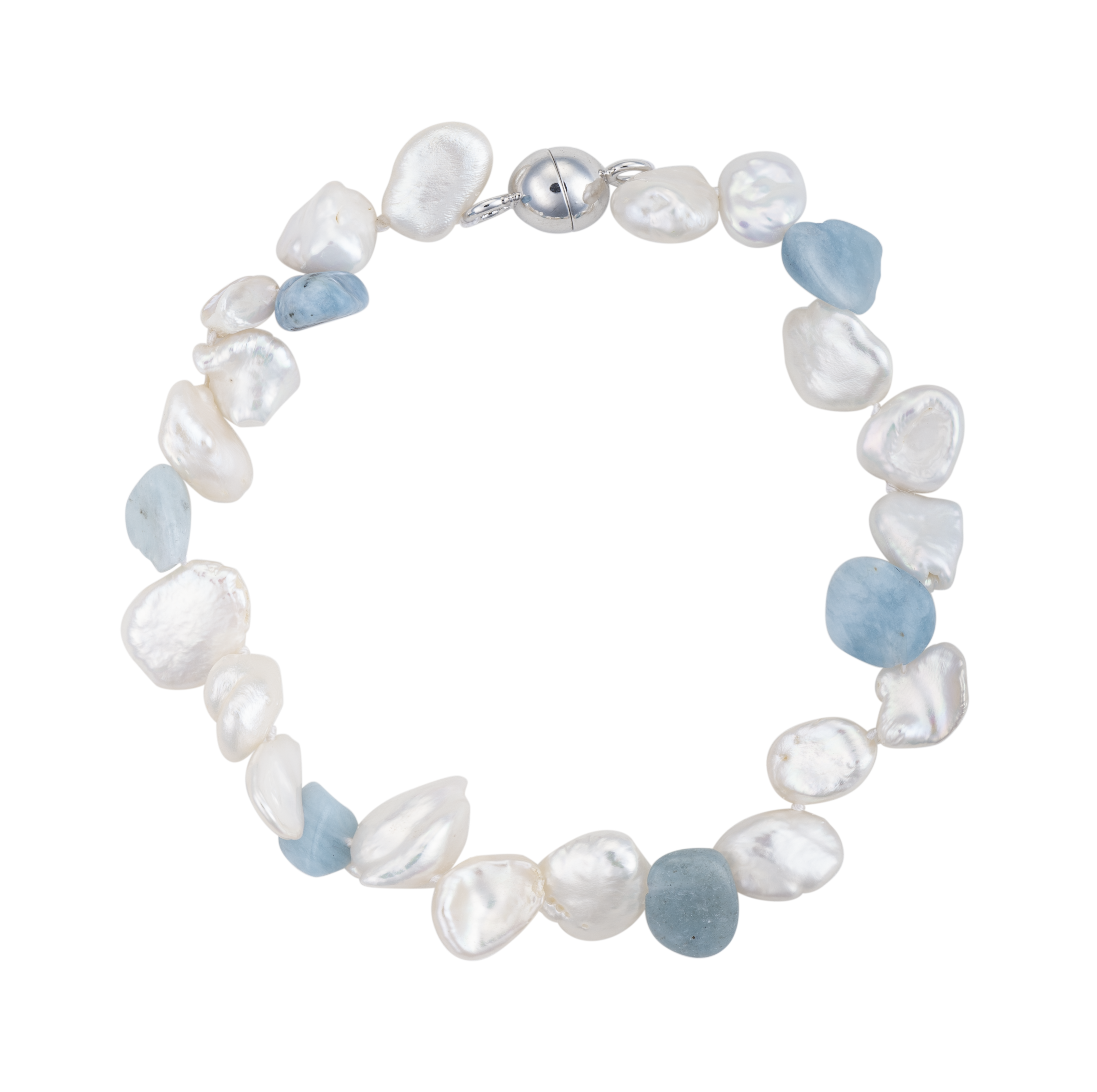 Aquamarine and keshi pearl bracelet