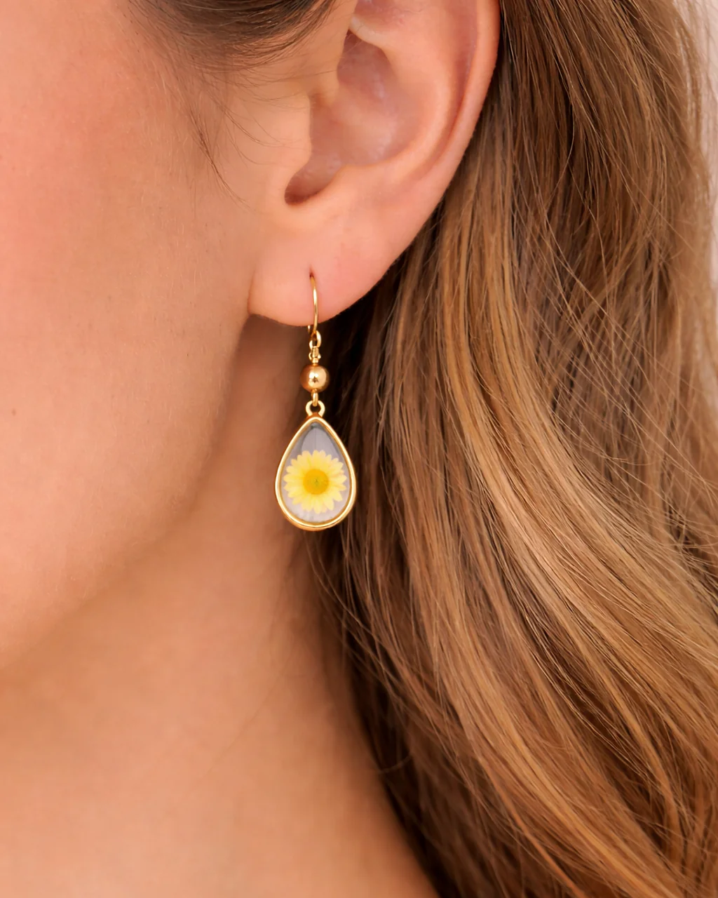 Wildflower Gold Dangle Earrings Large Pendant