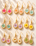 Wildflower Gold Dangle Earrings Large Pendant
