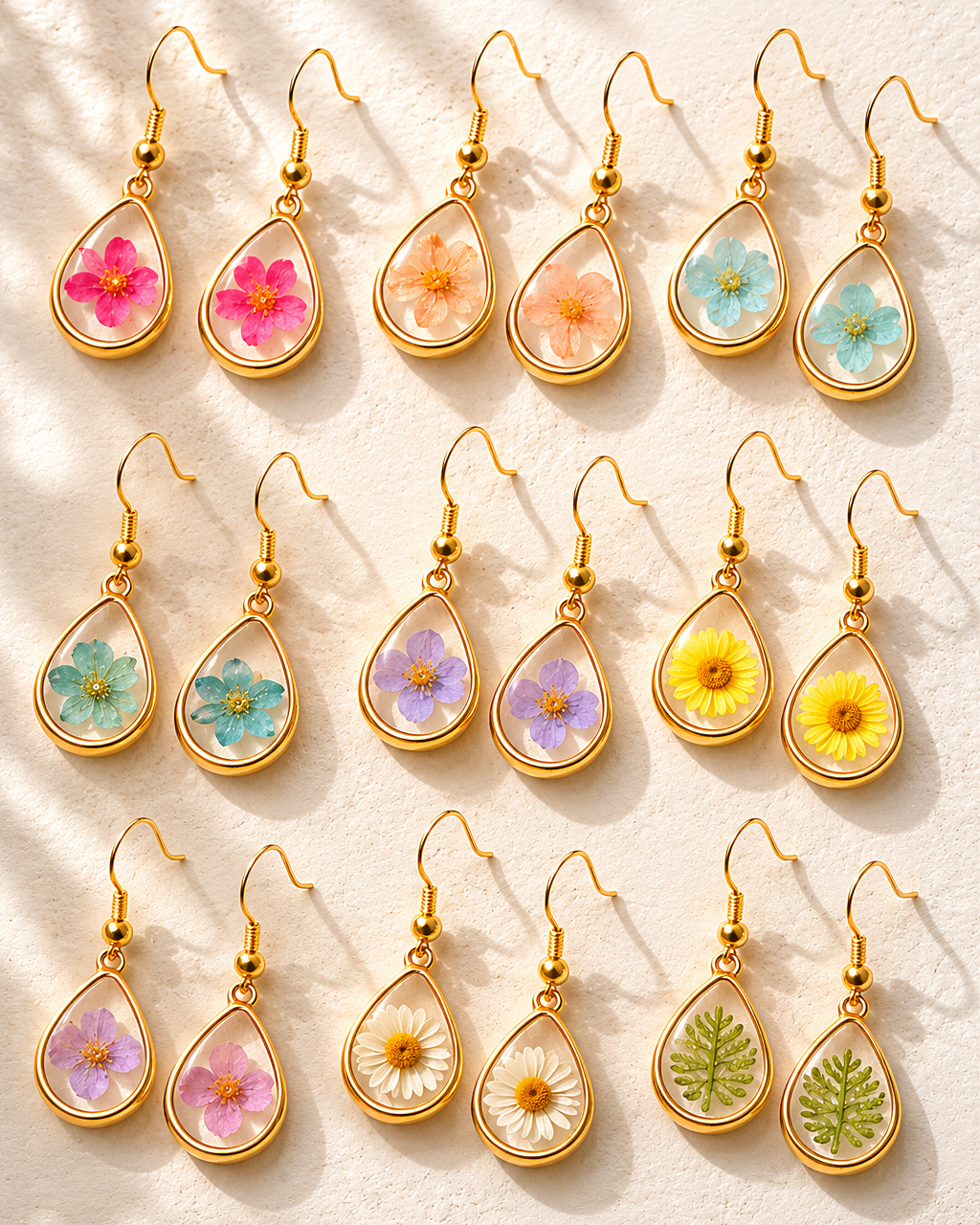 Wildflower Gold Dangle Earrings Large Pendant