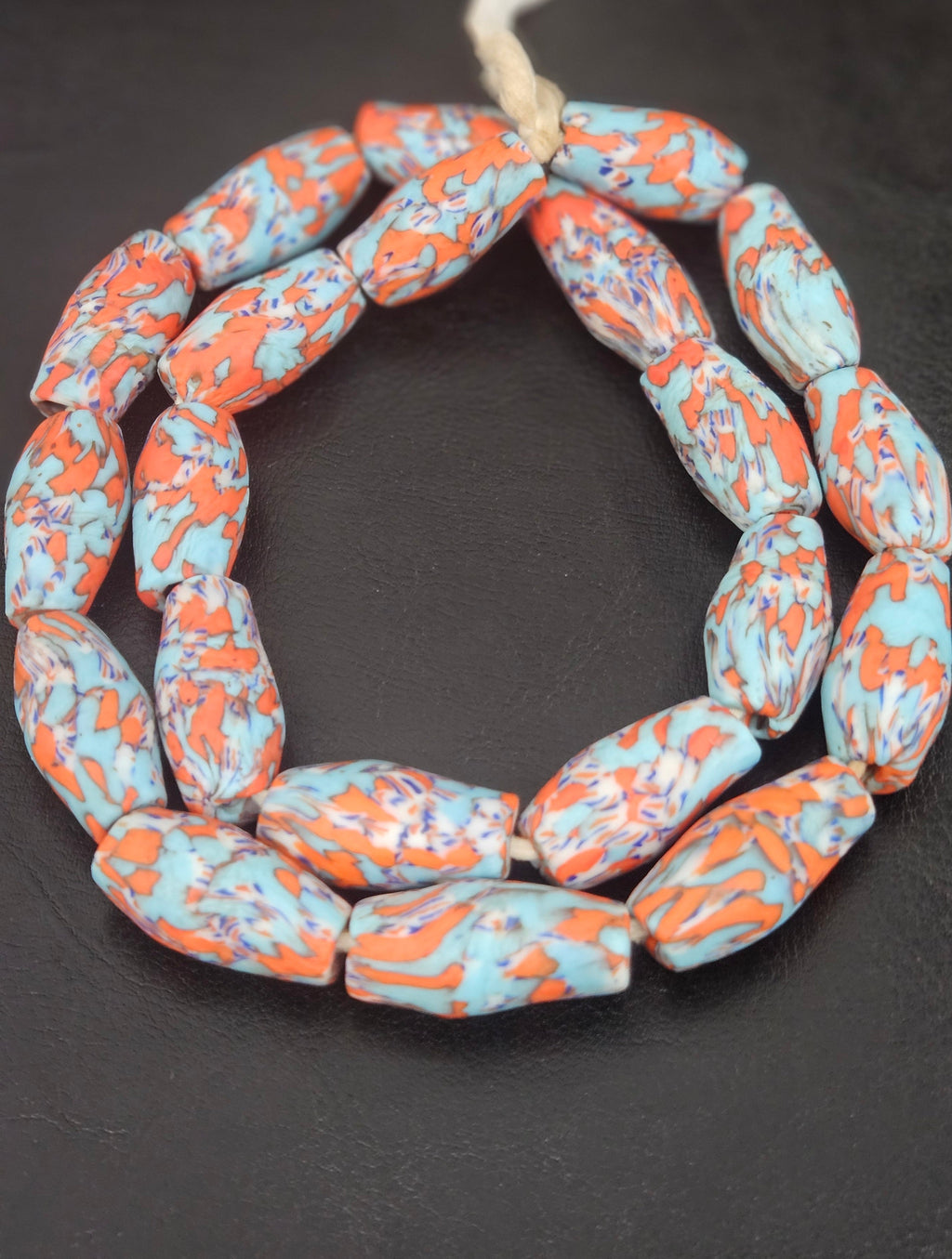 XL Coastal Fusion Krobo Recycled Glass Beads | Handmade African Statement Beads from Ghana