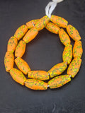 XL Orange Fusion Krobo Recycled Glass Beads | Handmade African Statement Beads from Ghana